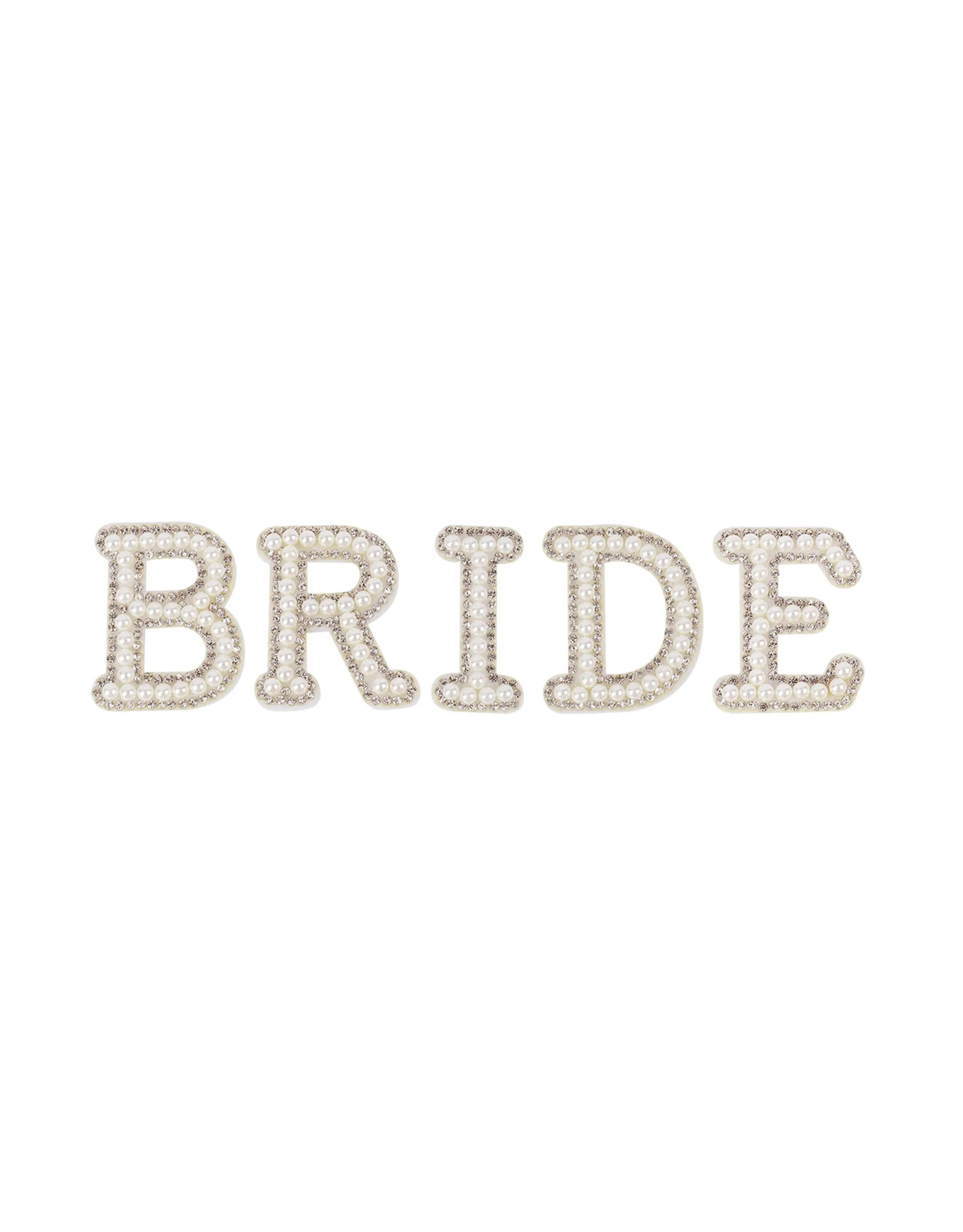 BRIDE Set: Handmade Pearl & Rhinestone Letters Iron On Patches
