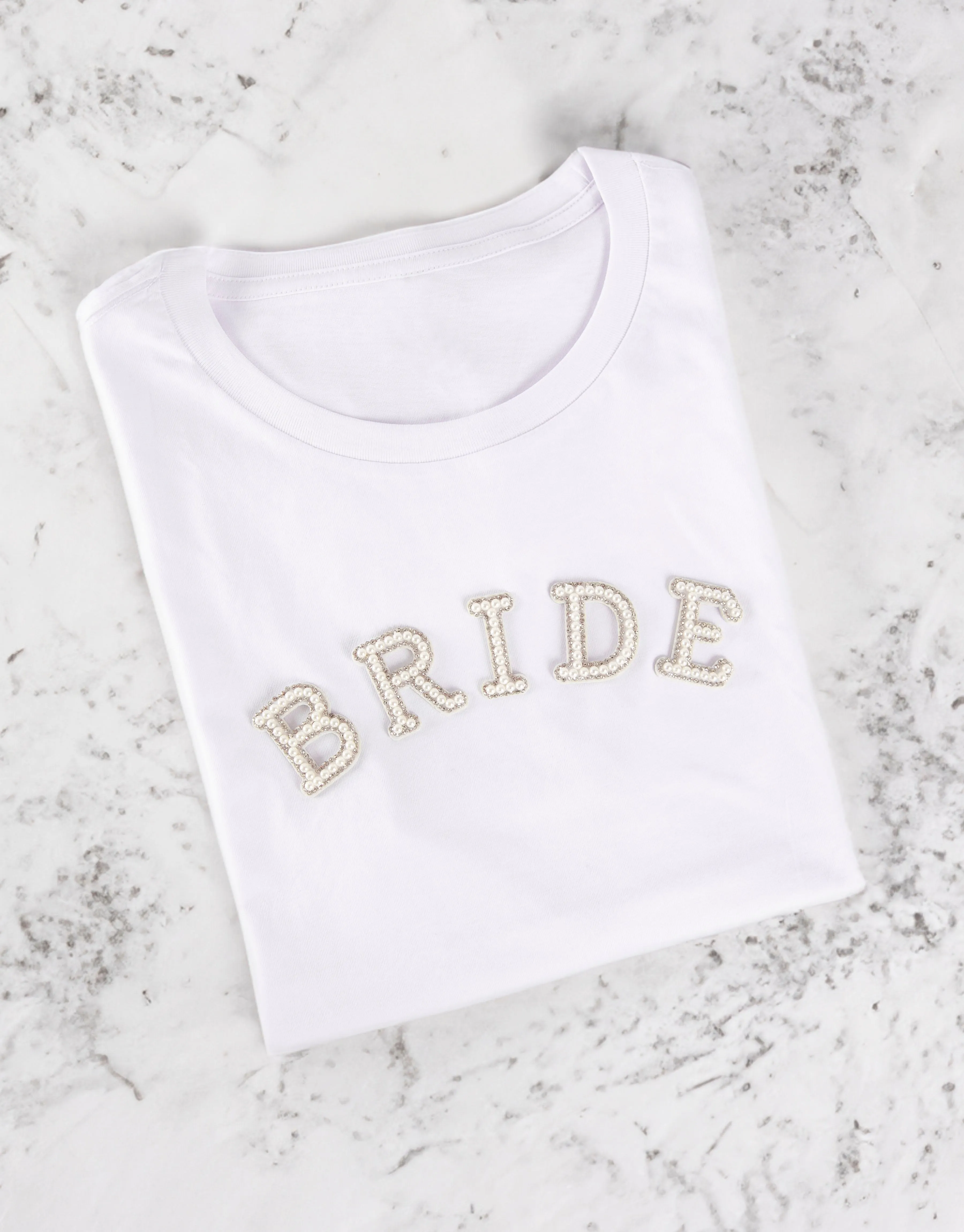 BRIDE Set: Handmade Pearl & Rhinestone Letters Iron On Patches