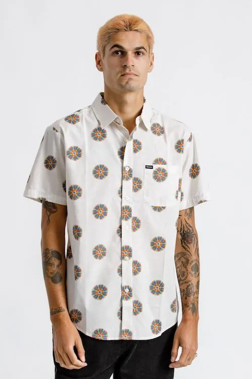 Brixton Charter Print S/S Woven Shirt Off White/Autumn