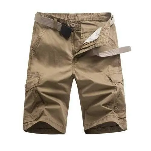 Casual Flap Pockets Zipper Fly Cargo Shorts - Light Khaki L