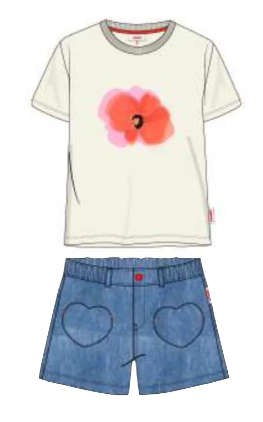 Catimini Girls Poppy Tee-Shirt and Denim Shorts In Stock Now
