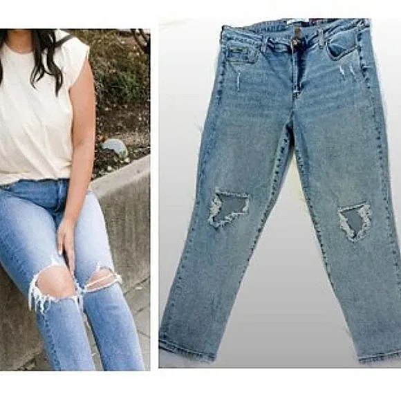 CELEBRITY PINK Jeans Plus Sz 20 The Bestie Lt Blue MODERN Open Knee DISTRESSED
