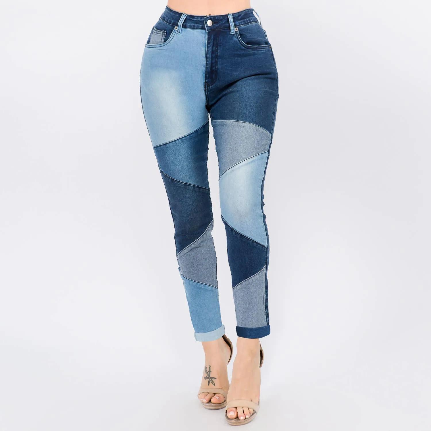 Color Block (PLUS SIZE) SKINNY JEANS