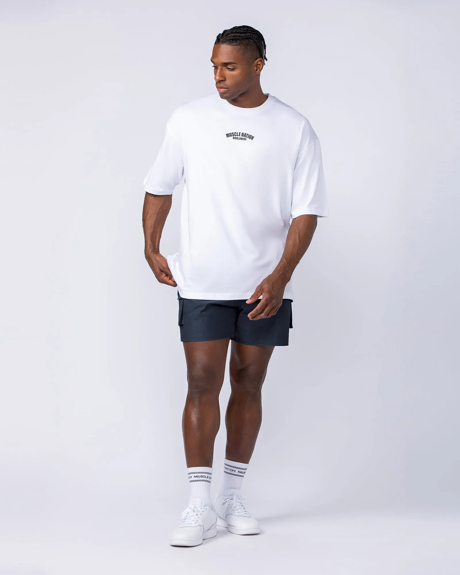 Daily Cargo 5" Shorts - Navy (Silicon Logo)