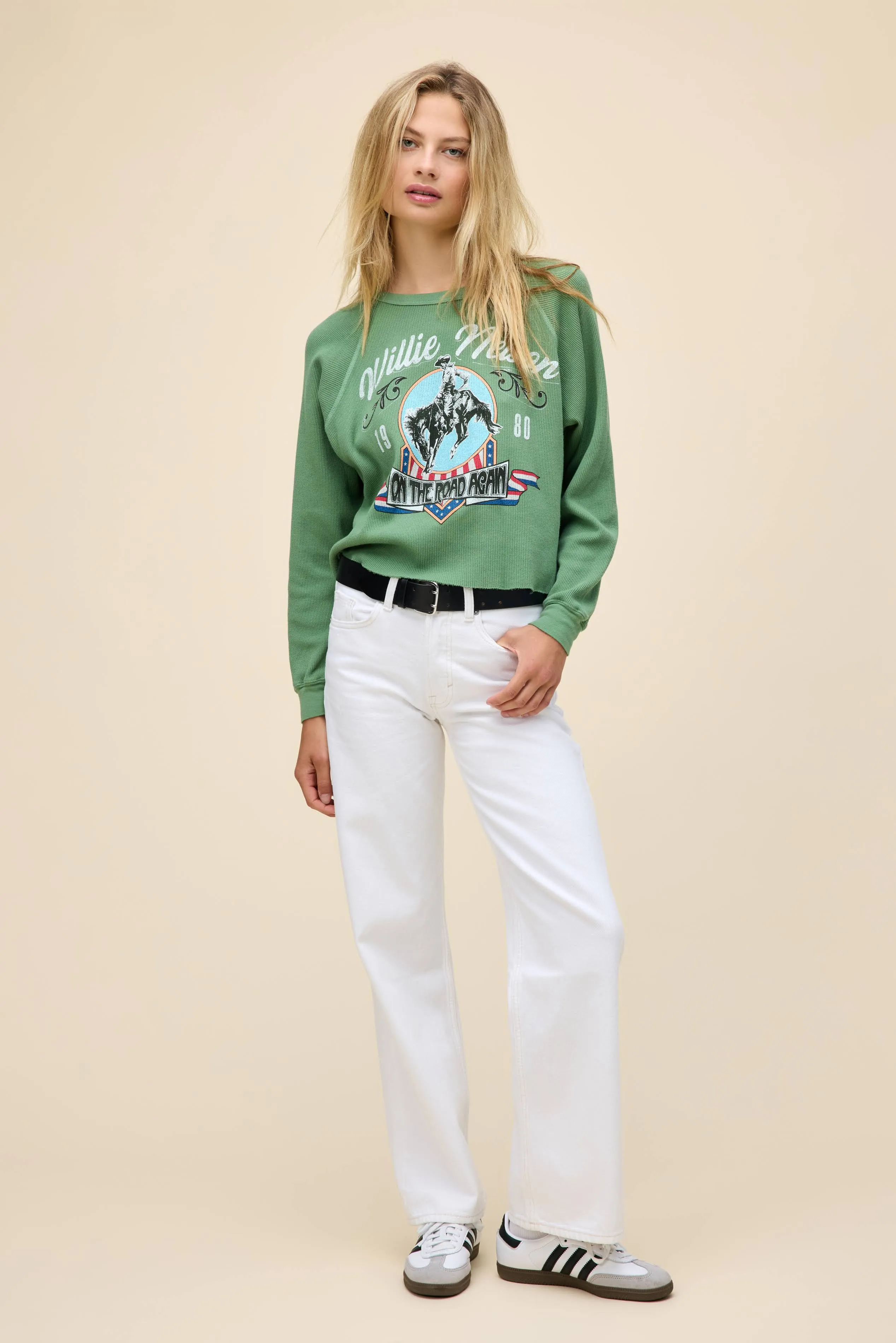 DAYDREAMER - WILLIE NELSON 1980 COWBOY RAGLAN THERMAL LONG SLEEVE