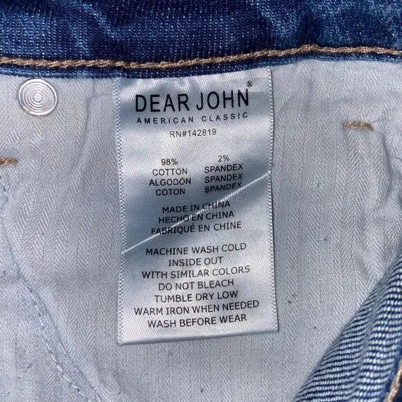 Dear John NWT Woman's Aiden Slim Girlfriend High Rise Distressed Jeans Size 25