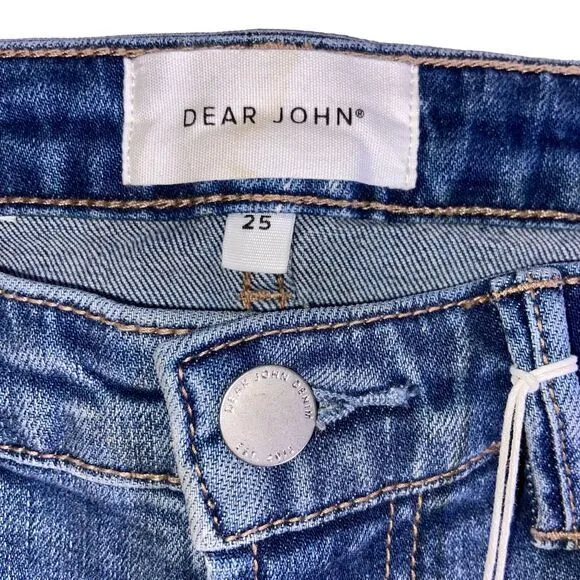 Dear John NWT Woman's Aiden Slim Girlfriend High Rise Distressed Jeans Size 25