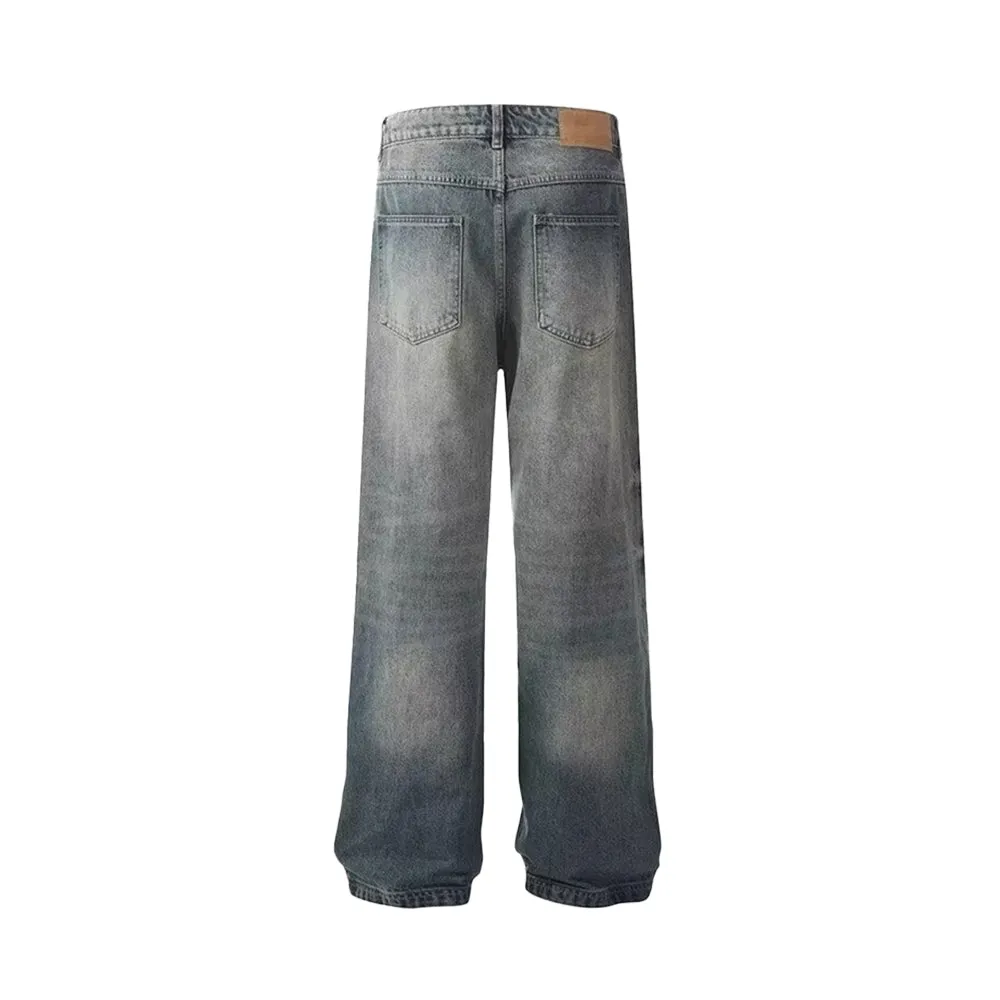 DF Full Puff Print Cupid Washed Distressed Jeans