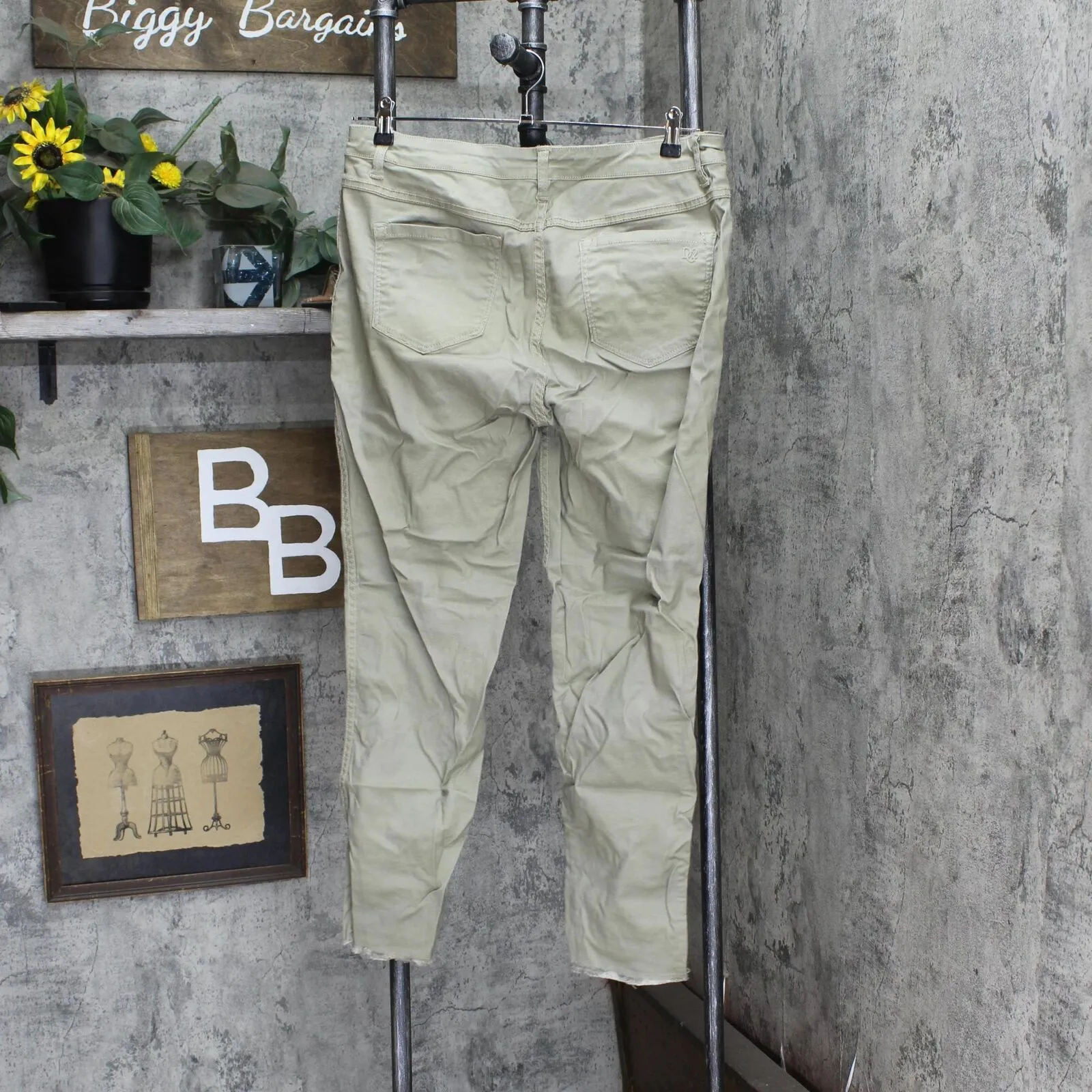 DG2 Womens Reversible Twill Pull On Skinny Jeans 728979 Olive Green L