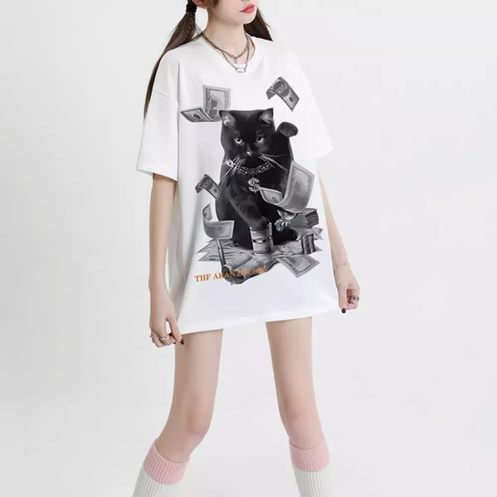 Dollar Persian Cat Print T-shirt
