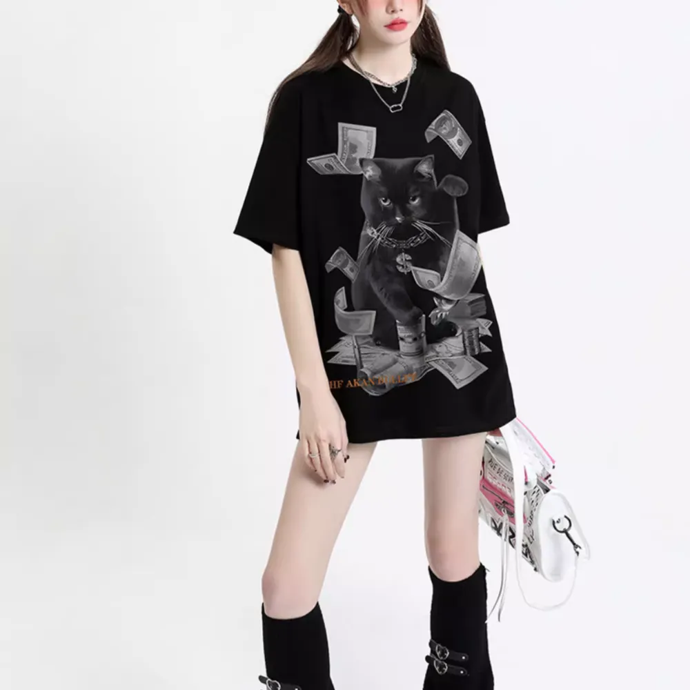 Dollar Persian Cat Print T-shirt
