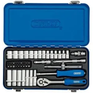 Draper 16365 Metric Socket Set In Metal Case, 1/4" Sq. Dr. (45 Piece) Dr-16365