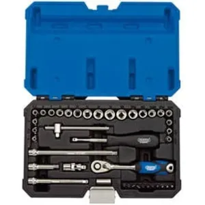 Draper 16445 Expert Combined Mm/Af Socket Set, 1/4" Sq. Dr. (40 Piece) Dr-16445