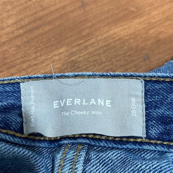Everlane Women's The Cheeky Button Fly Distressed Organic Cotton Jeans 28 Crop