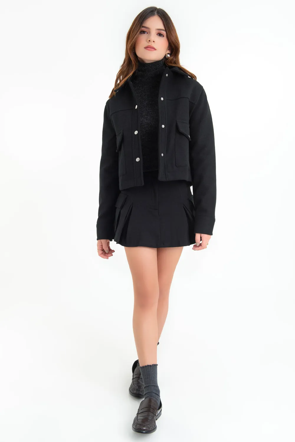 Falda short cargo con tableado