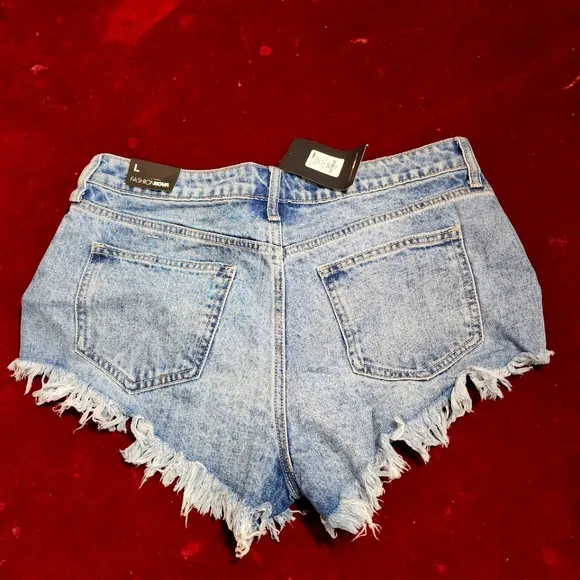 Fashion Nova Fraded Denim Jeans Shorts