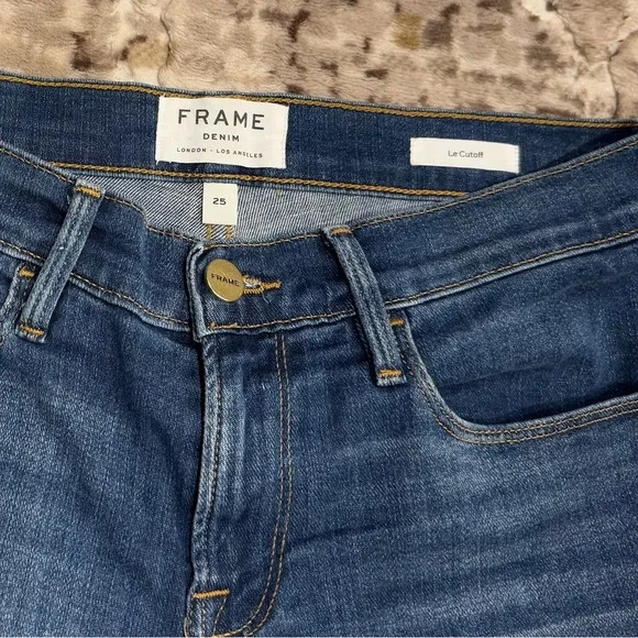 Frame Denim Le Cutoff Fray Hem Denim Shorts Blue