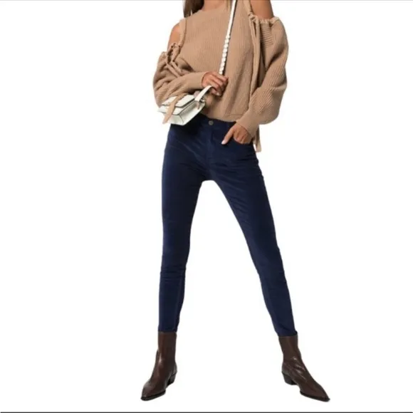FRAME Denim Le High Velvet Navy Skinny Jeans