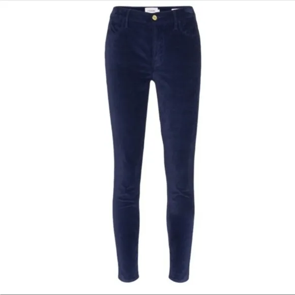 FRAME Denim Le High Velvet Navy Skinny Jeans