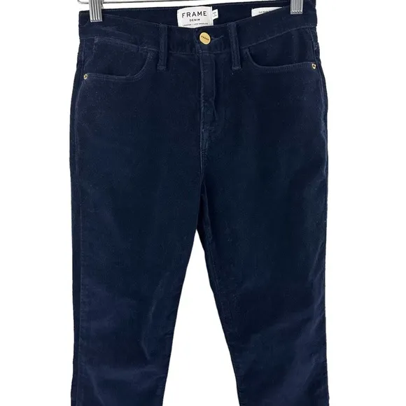 FRAME Denim Le High Velvet Navy Skinny Jeans