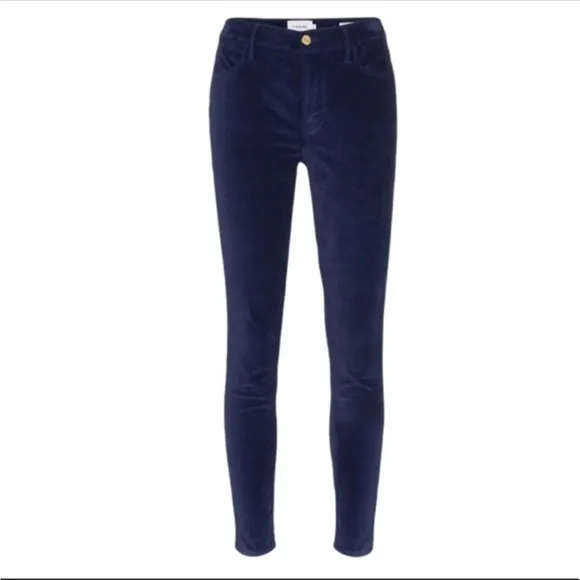 FRAME Denim Le High Velvet Navy Skinny Jeans