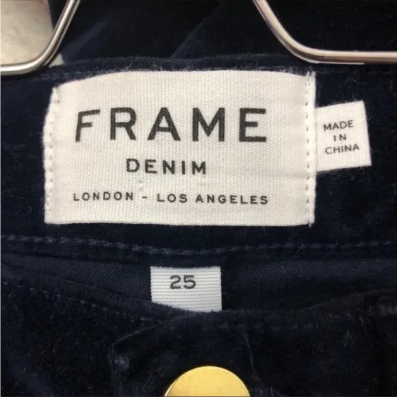 FRAME Denim Le High Velvet Navy Skinny Jeans