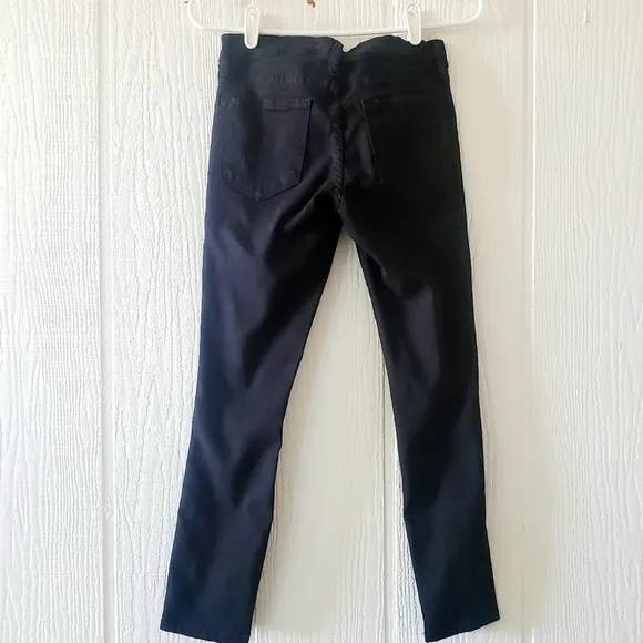 FRAME Le Skinny Jeanne Distressed Shredded Stretchy Skinny Jeans Black sz 25