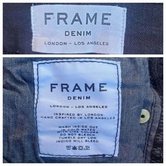 FRAME Le Skinny Jeanne Distressed Shredded Stretchy Skinny Jeans Black sz 25