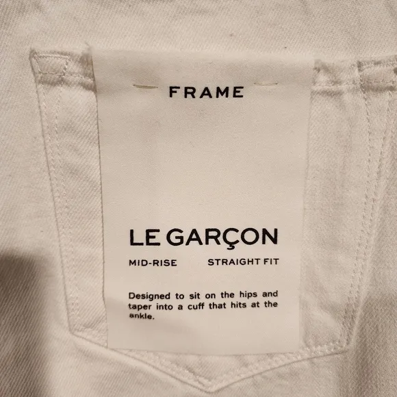 FRAME NWT Le Garcon Rumpled Blanc Rips Mid Rise Denim Jeans White Distressed 25