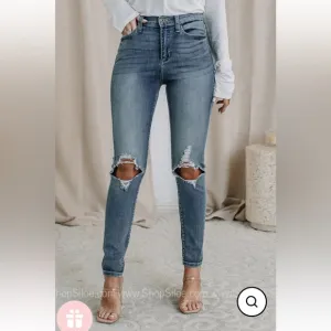FREE PEOPLE Skinny 10” High Rise Skinny Jeans Destroyed Distressed