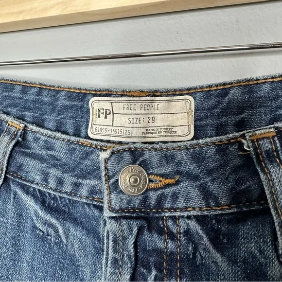 Free People Slim Boyfriend Distressed Raw-Hem Denim Jeans