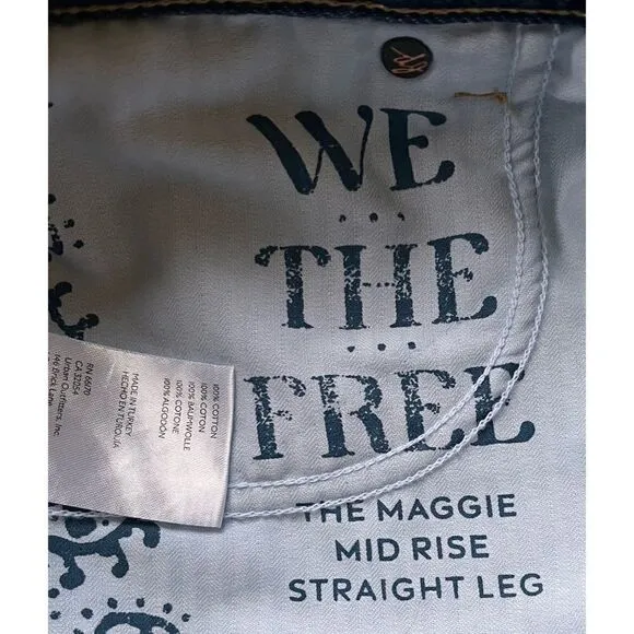 Free People x We the Free Maggie Mid Rise Straight in Rolling River, Size 27