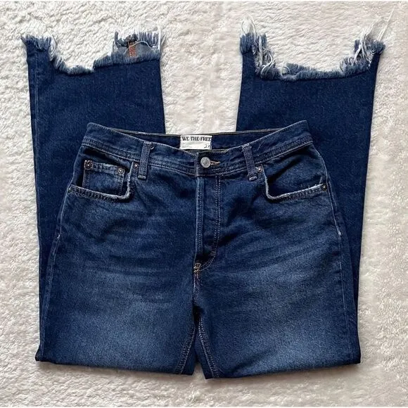 Free People x We the Free Maggie Mid Rise Straight in Rolling River, Size 27
