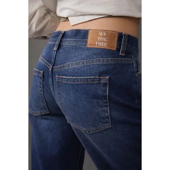 Free People x We the Free Maggie Mid Rise Straight in Rolling River, Size 27