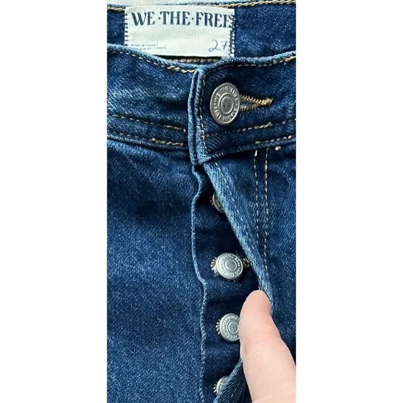 Free People x We the Free Maggie Mid Rise Straight in Rolling River, Size 27