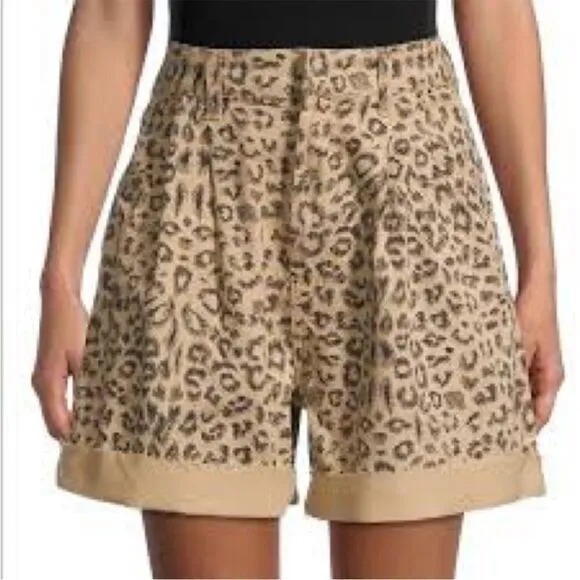 Free People We the Free Dogtown Leopard/Cheetah Print High Waisted Denim Shorts