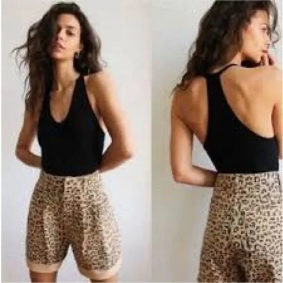 Free People We the Free Dogtown Leopard/Cheetah Print High Waisted Denim Shorts
