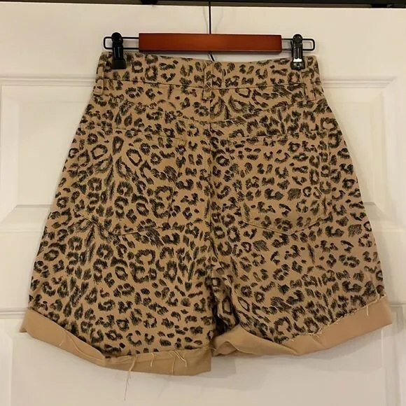 Free People We the Free Dogtown Leopard/Cheetah Print High Waisted Denim Shorts
