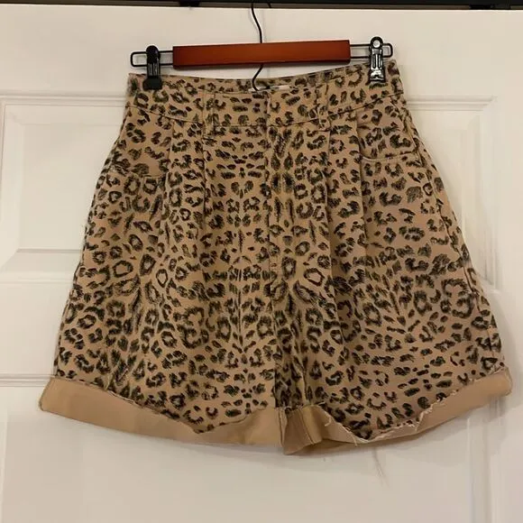 Free People We the Free Dogtown Leopard/Cheetah Print High Waisted Denim Shorts