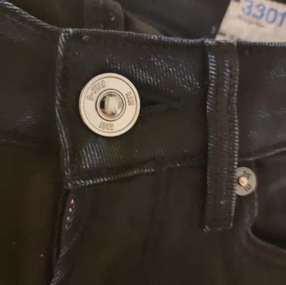 G Star Raw 3301 Coated Ombre Black &amp; Blue Jeans
