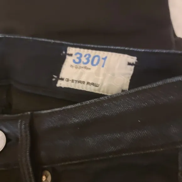 G Star Raw 3301 Coated Ombre Black &amp; Blue Jeans