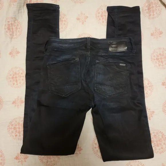 G Star Raw 3301 Coated Ombre Black &amp; Blue Jeans