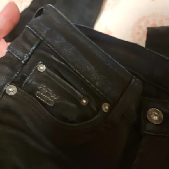 G Star Raw 3301 Coated Ombre Black &amp; Blue Jeans