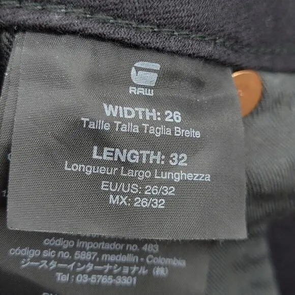 G-Star Raw D-STAQ Jeans Women's 26 Black Mid Rise Skinny Denim NWOT MSRP $180