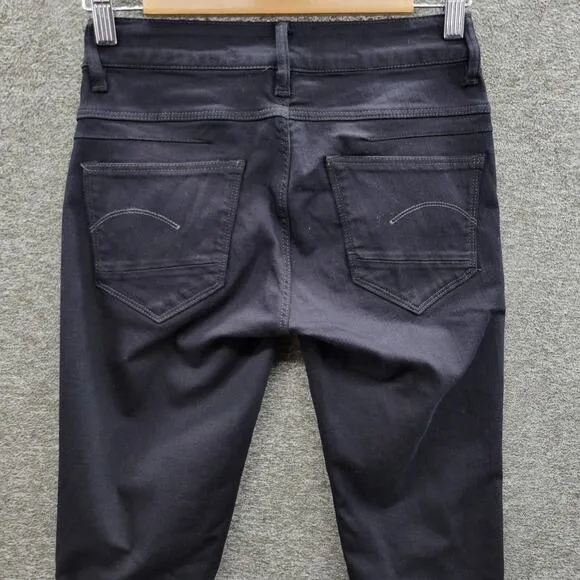 G-Star Raw D-STAQ Jeans Women's 26 Black Mid Rise Skinny Denim NWOT MSRP $180