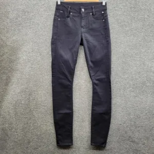 G-Star Raw D-STAQ Jeans Women's 26 Black Mid Rise Skinny Denim NWOT MSRP $180