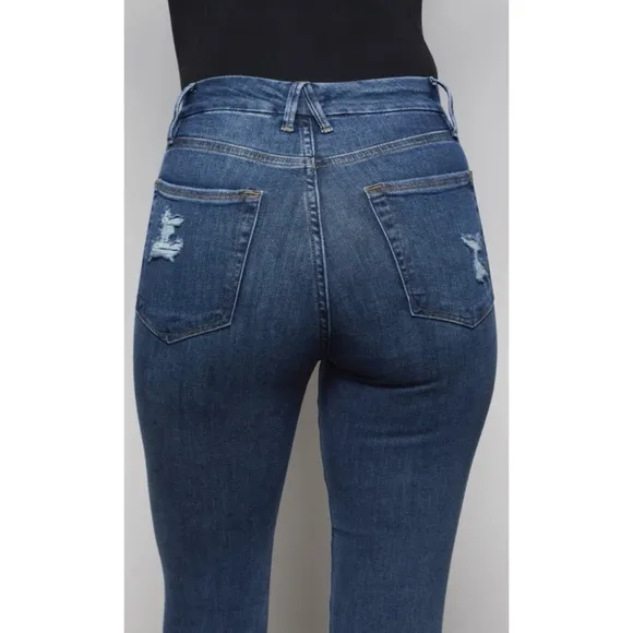 GOOD AMERICAN GOOD LEGS BLUE265 DISTRESSED JEANS ❤️NWT IN STORES❤️