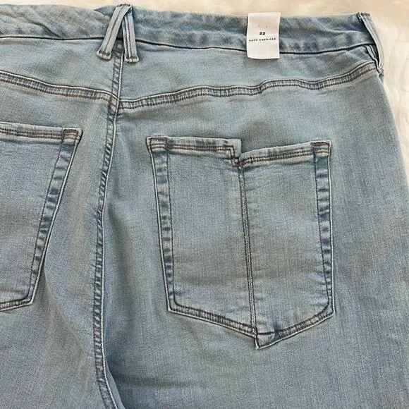 Good American Good Legs Crop Mini Boot Denim Jeans Indigo NEW Size 22
