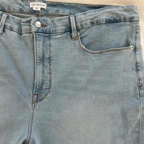 Good American Good Legs Crop Mini Boot Denim Jeans Indigo NEW Size 22