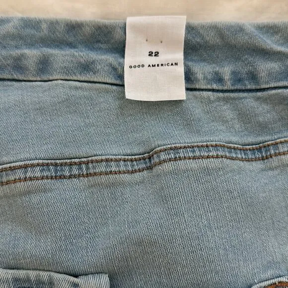 Good American Good Legs Crop Mini Boot Denim Jeans Indigo NEW Size 22